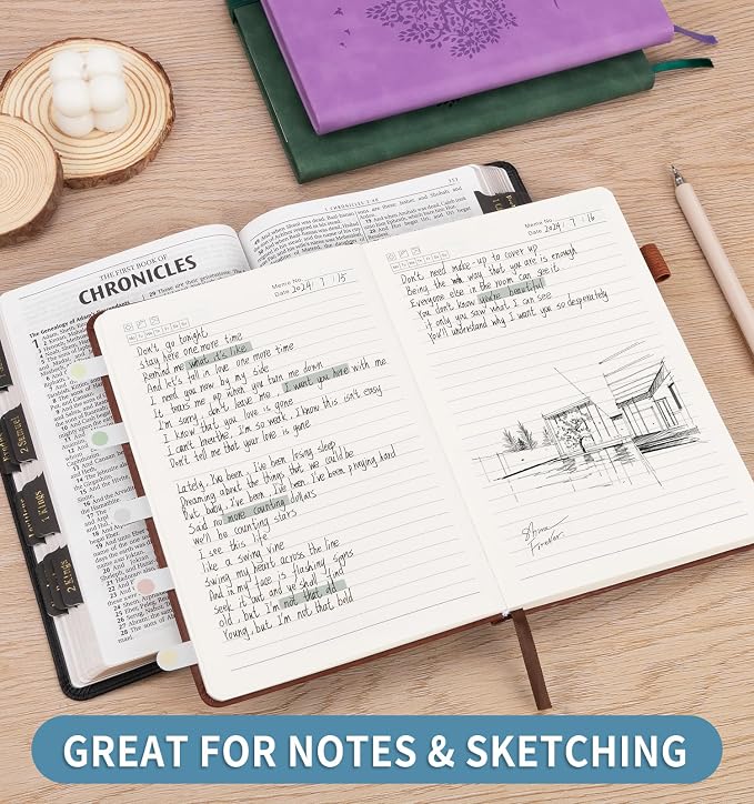 Lined Journal Notebook for Women Men, A5 Hardcover Leather Journals for Writing - Image 3