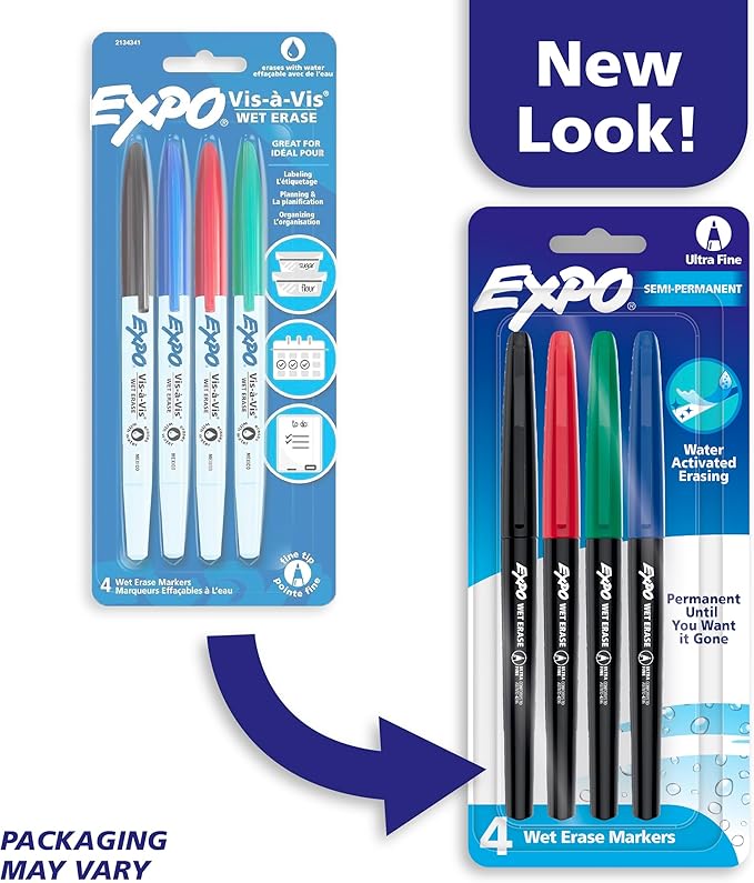 EXPO Wet Erase Markers, Semi-Permanent Markers, Ultra Fine Point - Image 3