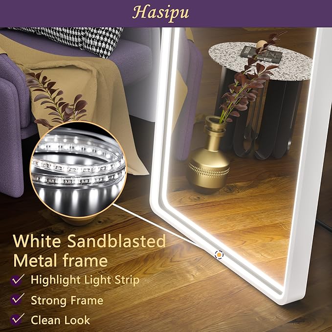 Hasipu 71" x 28" Led Mirror - Full Length, Arch Design, Wall Mounted, Dimming & 3 Color Modes-DeskLoop Office