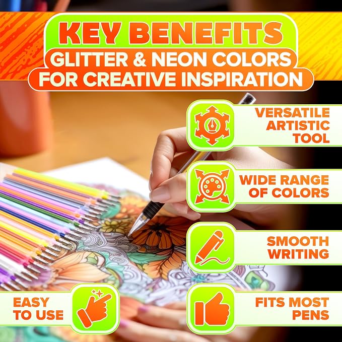 120 Pcs Assorted Glitter Gel Pen Refills - Image 4