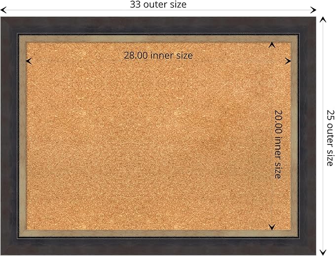 Amanti Art Natural Cork Board for Wall, 25x33 Vision Board with Black Wood Frame, Medium Corkboard Office Decor for Home Organization, Casual Corkboard Pinboard to display items for home organization-DeskLoop Office