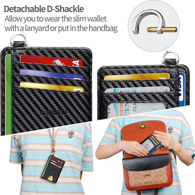 Slim Minimalist Front Pocket Wallet, RFID Blocking Credit Card Holder Wallet - Image 5