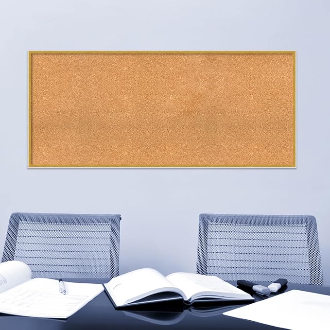 Amanti Art Natural Cork Board for Wall, 25x57 Vision Board with White Frame, Oversize Corkboard Office Decor for Home Organization, Modern Corkboard Pinboard to Display Items for Home Organization in-DeskLoop Office