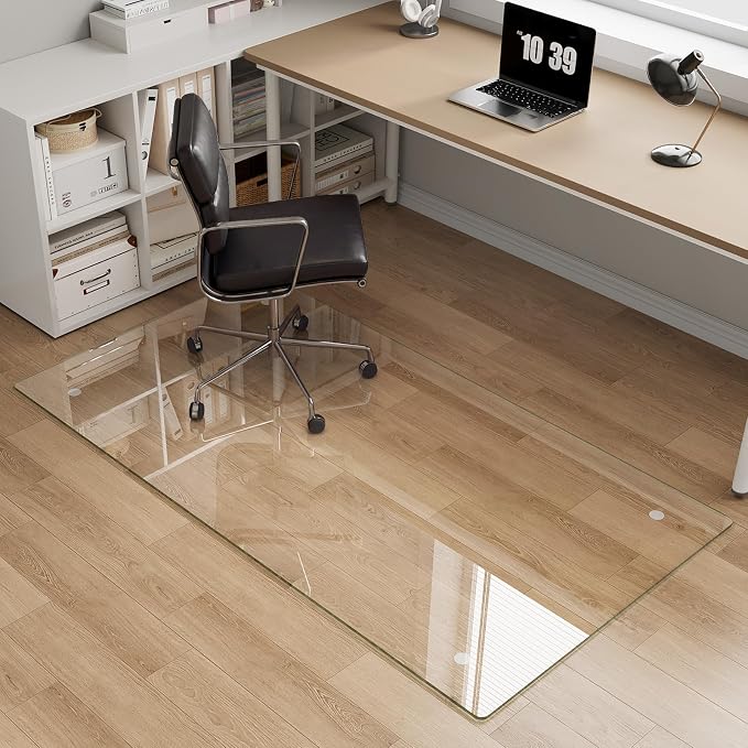 Tempered Glass Chair Mat for Carpet，30"x55" Office Mats for Rolling Chairs by MYSUNORIA