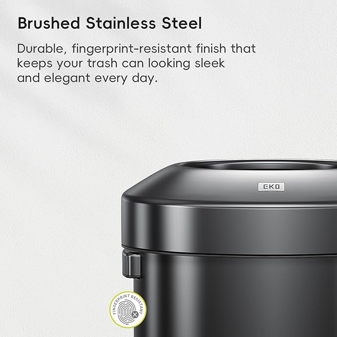 EKO Urban 32 Gallon Round Black Stainless Steel Open Top Waste Bin, Tall Commercial Trash Can for Indoor/Outdoor, Extra Large Metal Garbage Bin for Office, Restaurant, Restroom,120L-DeskLoop Office