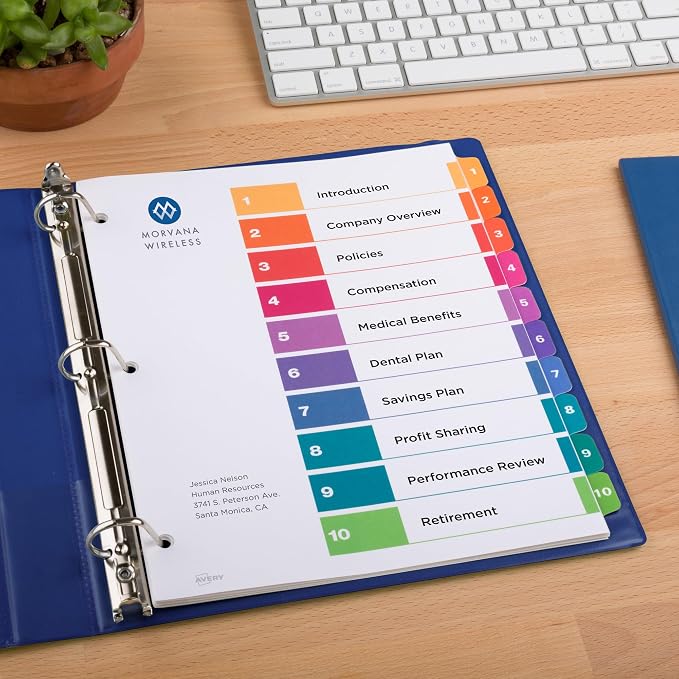 Avery 10 Tab Dividers | Multicolor Tabs | Table of Contents | - Image 6
