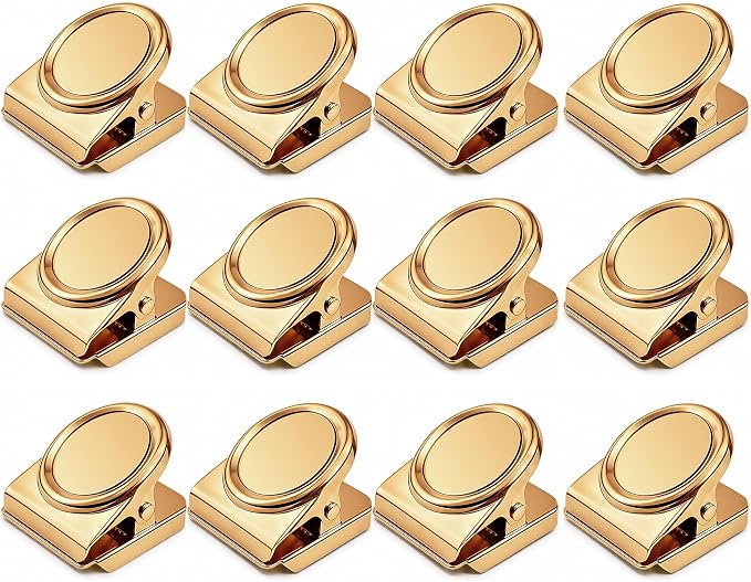 Magnetic Clips 1.5 inch, 12 Pack Heavy Duty Magnet Metal Clips by Thimmamma