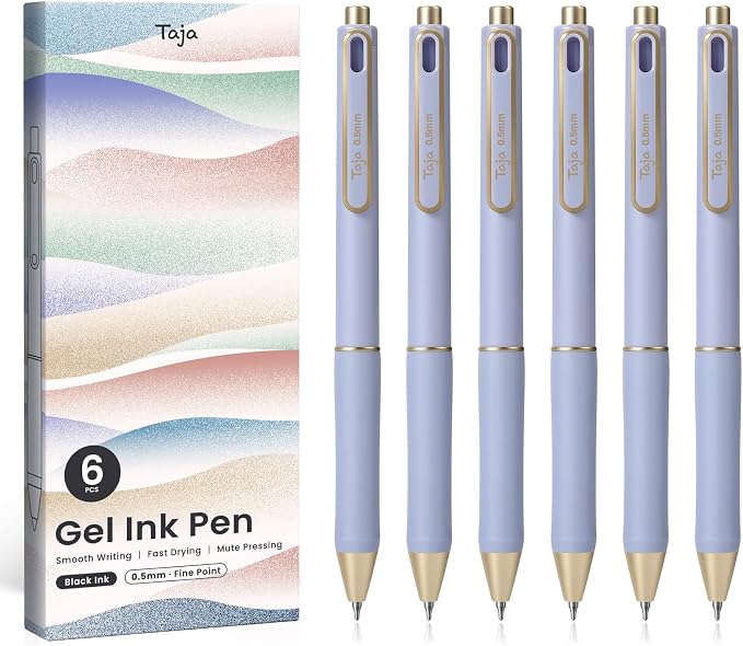 Taja Gel Pens, 0.5mm Fine Point Smooth Writing Pens by Taja