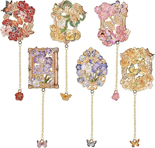 6 Pieces Metal Bookmark, Hollow Flower Book Mark by VYRANA