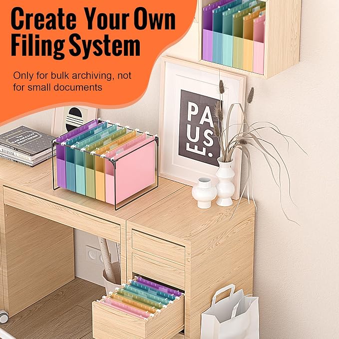 6 Pack Hanging File Folders Letter Size, Plastic Hang Folders, Heavy Duty - Image 7