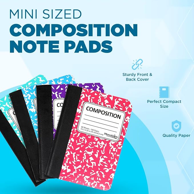 Manaloom Mini Composition Notebooks, Small Pocket Sized Notebook, - Image 2