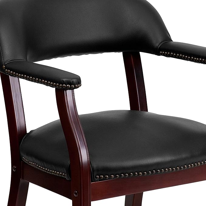 EMMA + OLIVER Black Vinyl Luxurious Conference Chair with Casters-DeskLoop Office