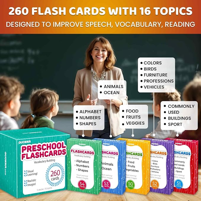 QUOKKA 260 Flash Cards for Kids Ages 3-5 - Image 2