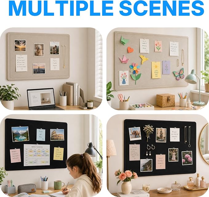 OWLKELA 36 x 24 inch Felt Bulletin Board, Self-Adhesive Pin Board - Image 7