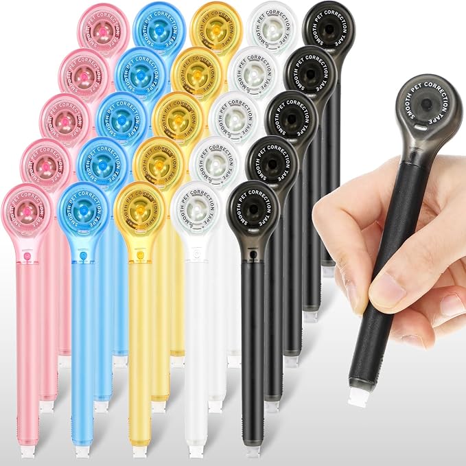 Gersoniel 25 Pack Correction Tape Pen Correctional Ink Tape Push Pull Protective by Gersoniel