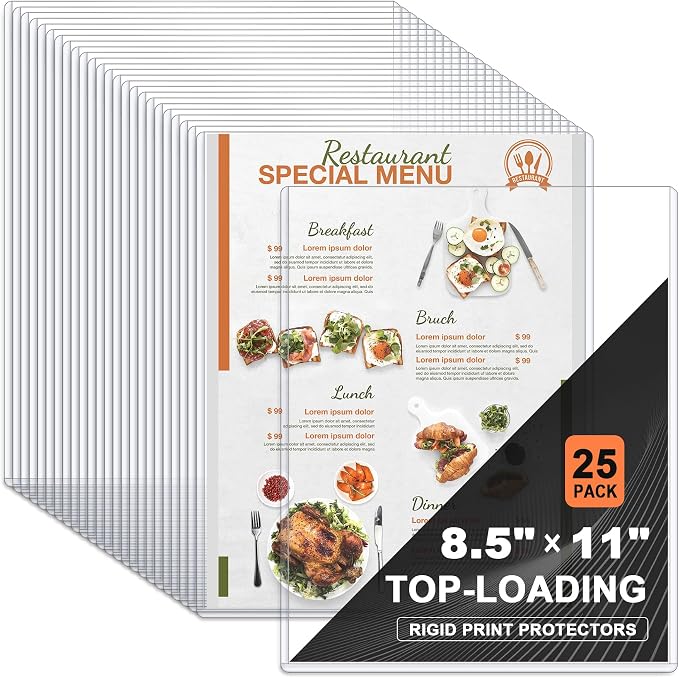 Ndsox 25 Pack 8.5" x 11" Rigid Print Protectors Clear Hard Plastic Sheet by NDSOX