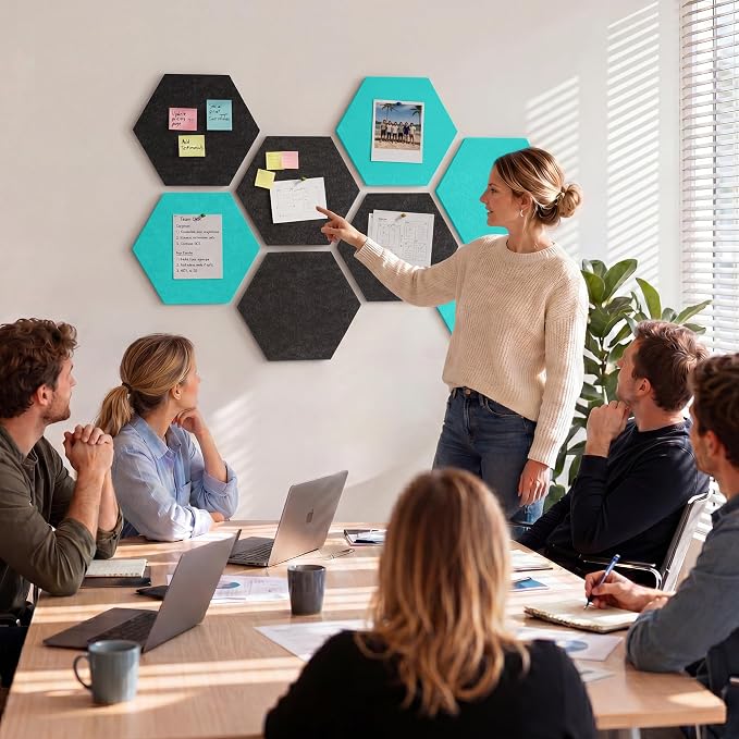 8 Pack Hexagon Felt Bulletin Board Tiles - Image 8