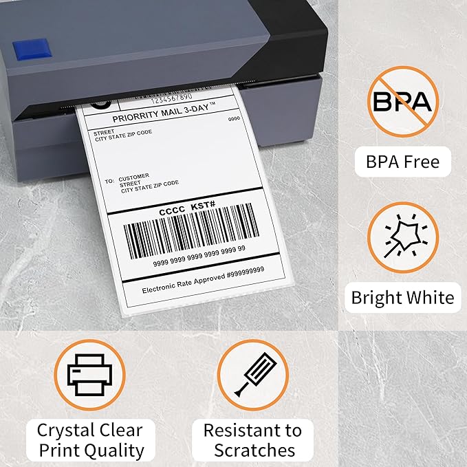 L LIKED 4000 Fanfold 4 x 6 Direct Thermal Shipping Labels, with Perforated Line, Compatible with Zebra & Rollo Printer, White, Commercial Grade-DeskLoop Office