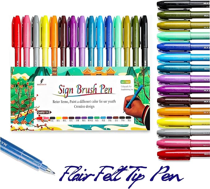 MAIKEDEPOT Sign Brush Pen, Felt Tip Pens Art Brush Marker, Journaling Pen Set by MAIKEDEPOT