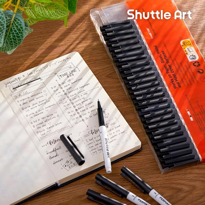 Shuttle Art Permanent Marker, 30 Pack Ultra Fine Point Black Permanent Marker - Image 7