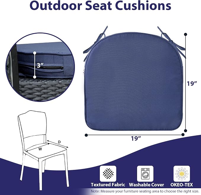 IPYNBAP Outdoor Chair Cushions Set of 4 -Waterproof Outdoor Seat Cushions - Image 6