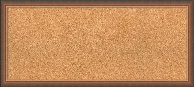 Amanti Art Natural Cork Board for Wall, 16x36 Vision Board with Bronze Frame, Medium Corkboard Office Decor for Home Organization, Modern Corkboard Pinboard to Display Items for Home Organization in-DeskLoop Office