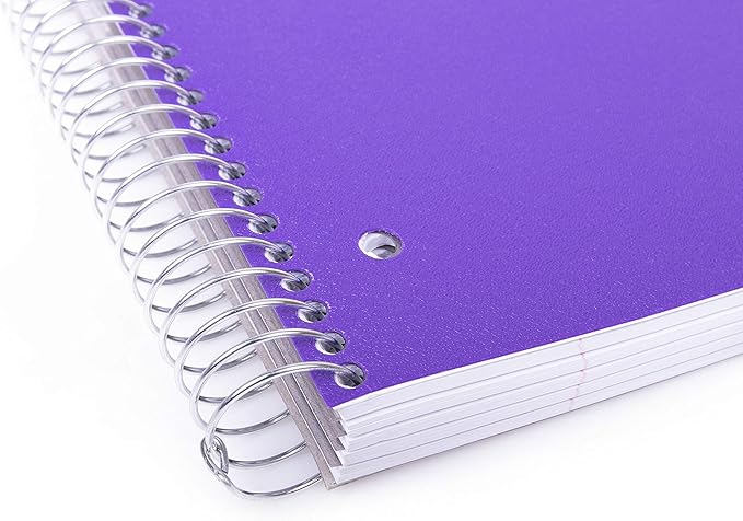 Mintra Office Durable Spiral Notebooks, 5 Subject (Purple, Wide Ruled 1pk)