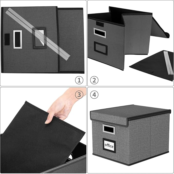 File Organizer Box with Lid, Collapsible File Folder Organizer - Image 7
