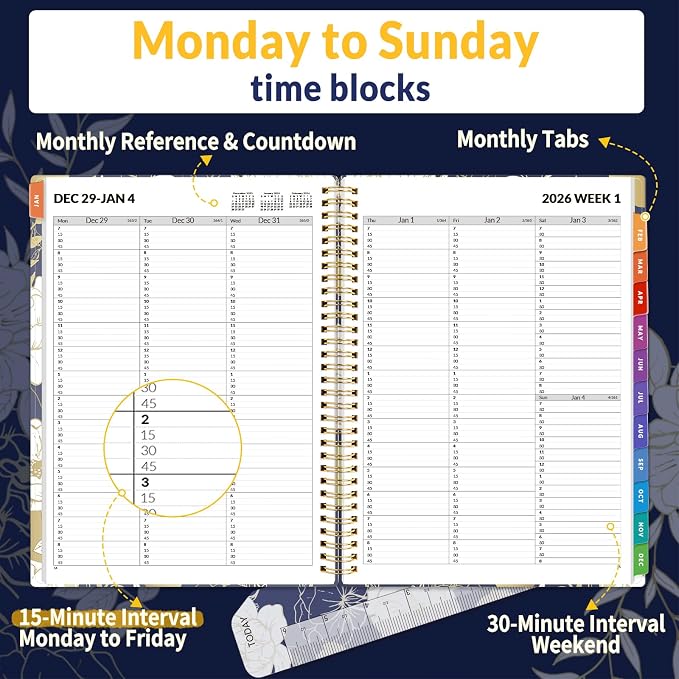 SUNEE 2026 Appointment Book, Quarter-Hourly, Weekly & Monthly - Image 2