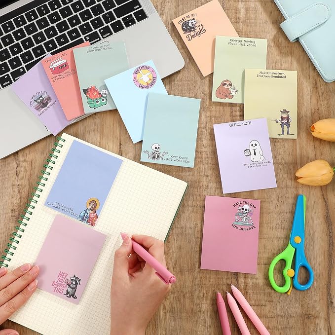 12 Pcs Funny Sticky Notes for Work 4x3 Inches Sarcastic Self Adhesive Notepads - Image 6