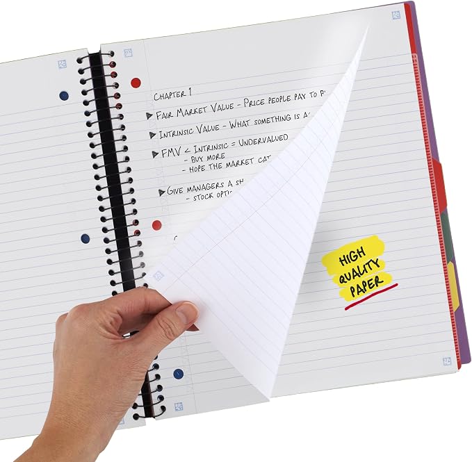 Five Star Advance Spiral Notebook + Study App, 5 Subject, College Ruled Paper - Image 4