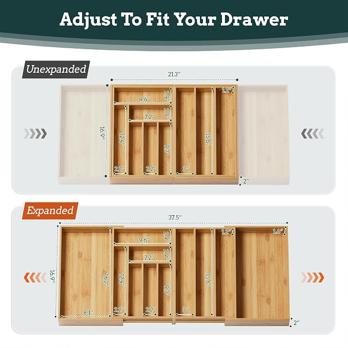 Silverware Organizer Large, Magnetic Connected Expandable 11 Slots Silverware - Image 4