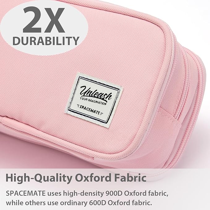 Pencil Case Pouch Box Bag School Supplies Girls Boys Kids, Cute Preppy Stuff Big Capacity Aesthetic Pen Organizer, Back to College Stationary, Pink, Extra Large Style, 2300ml-DeskLoop Office