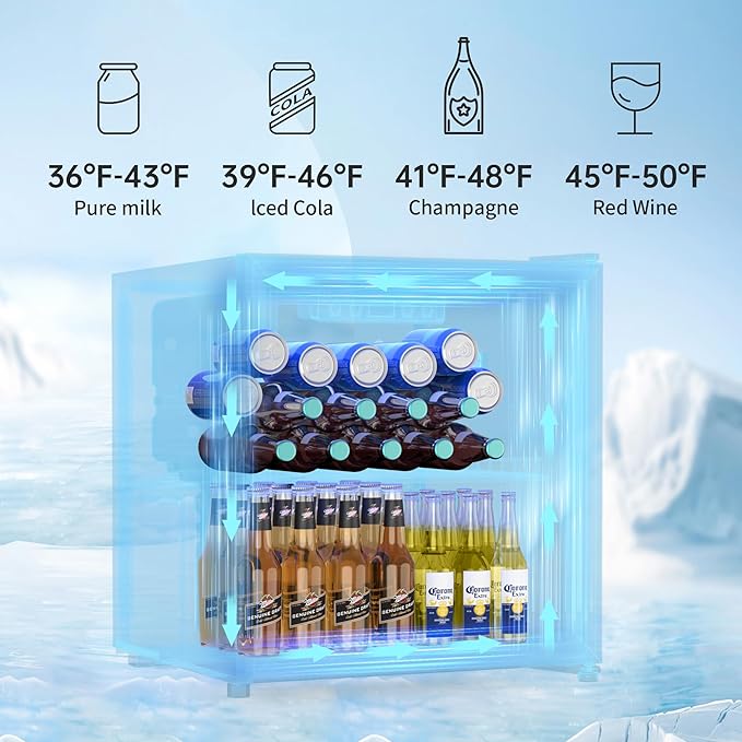 Beverage Refrigerator and Cooler, Freestanding Drink Dispenser for Soda Beer or Wine,70 Can Mini Fridge with Glass Door,Digital Temperature Control,Home, Bar, Office (Silver 1.78 Cu,Ft)-DeskLoop Office