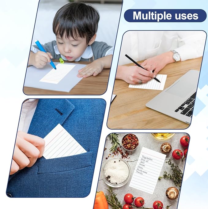 60 Pack 3 x 5 Index Cards Vertical Ruled Thick White Index Cards Lined Flash - Image 4