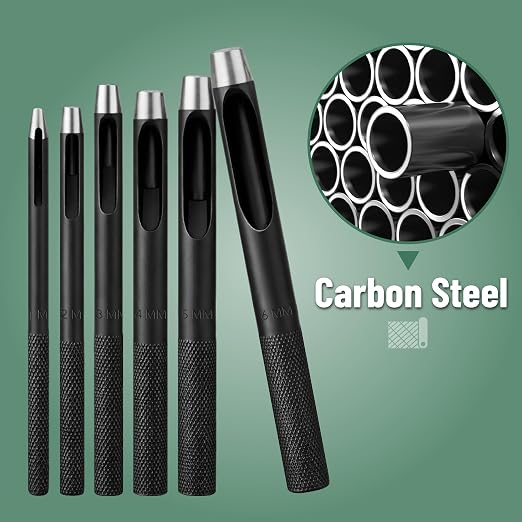 UNCO- Hollow Leather Hole Punch Set, Carbon Steel Leather Hole Punch Tool - Image 3
