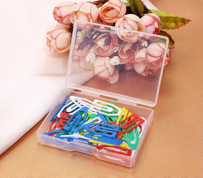 Tupalizy 50PCS Plastic Paper Clips Bookmarks Smooth Colored Paperclip Clamp - Image 3