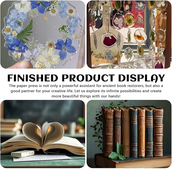 JUPEAN Book Press—7.9”x11.6” Wooden Book Binding Press Bookbinding Kit Portable and Easy Assemble Books Binding Kits for DIY Bookbinding-DeskLoop Office