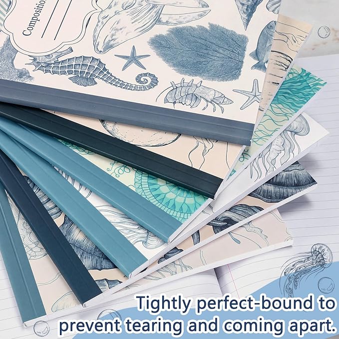 Harloon 6 Pack Composition Notebooks College Ruled Bulk Blue Ocean Composition - Image 7
