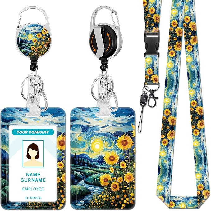 Hancynir Sunflower Lanyards for Id Badges, Badge Holder by Hancynir