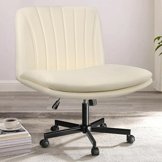 PUKAMI Criss Cross Chair with Wheels, Armless Cross Legged Office Desk Chair by PUKAMI