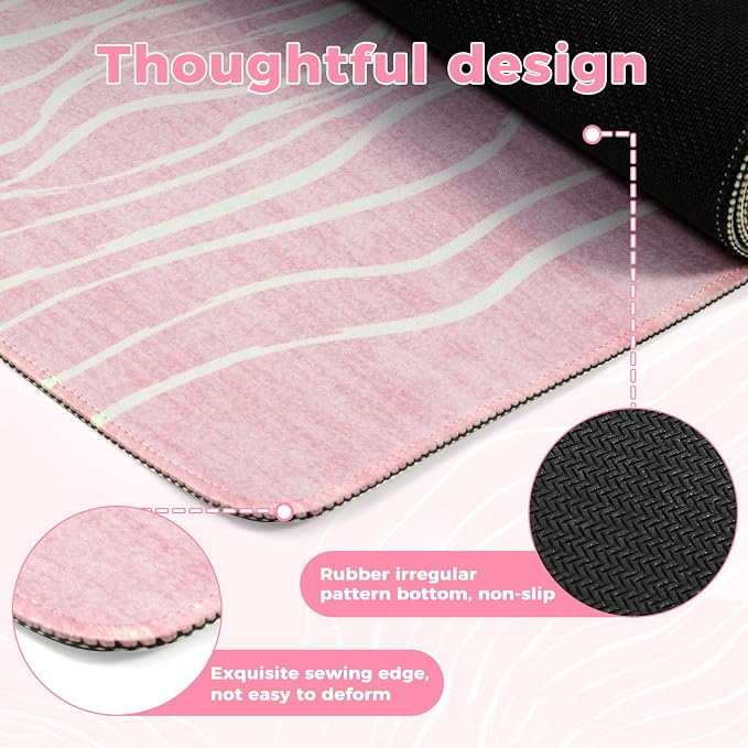 iCasso Large Desk Mat Pink, Big Mouse Pad - Image 5