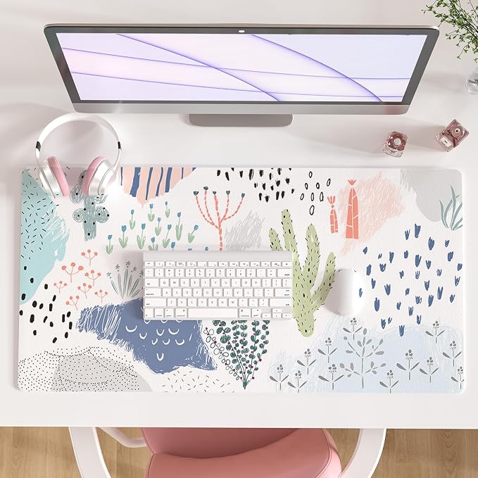Colorful Star Large Mouse Pad, Waterproof PU Leather Abstract Desk Mat by ColorfulStar