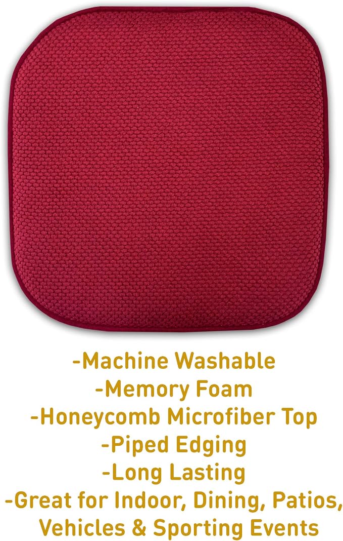 Sweet Home Collection Cushion Memory Foam Chair Pads Honeycomb Nonslip Back - Image 3