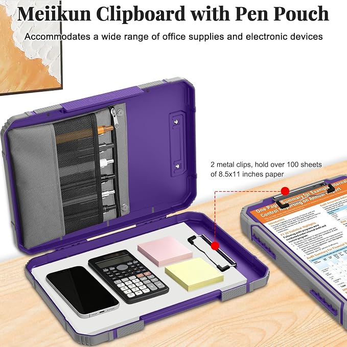 Meiikun Clipboard with Storage, Rugged Shockproof Protective, Internal Pen - Image 5