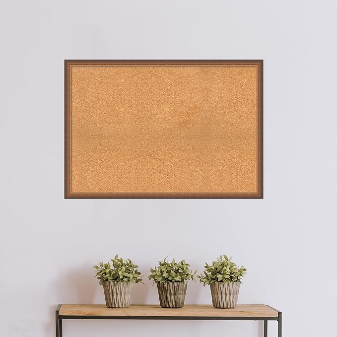Amanti Art Natural Cork Board for Wall, 28x40 Vision Board with Bronze Frame, Large Corkboard Office Decor for Home Organization, Modern Corkboard Pinboard to Display Items for Home Organization in-DeskLoop Office
