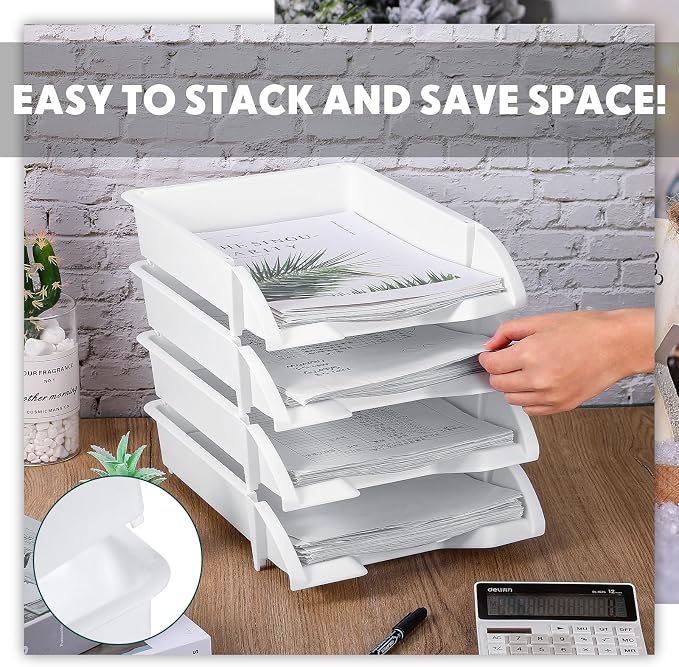 Fainne 8 Pcs Stackable Paper Trays Organizer - Image 3