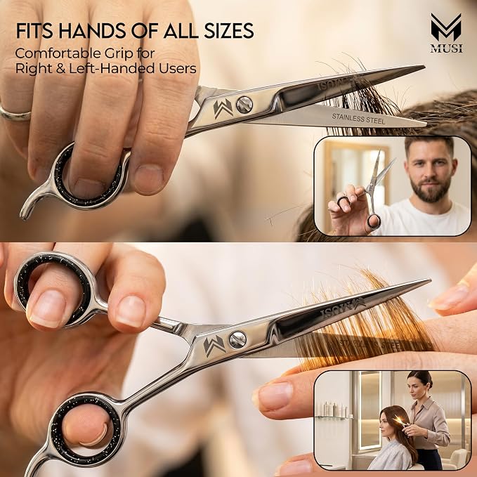 MUSI Hair Cutting Scissors 6.5" – Professional Razor-Sharp Barber Scissors - Image 7