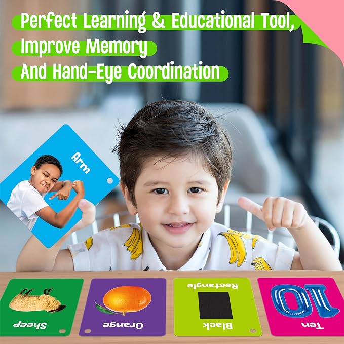 50 PCS Early Learning Flashcards, 7 in 1 Double Sided Cards- Alphabet, Colors - Image 5