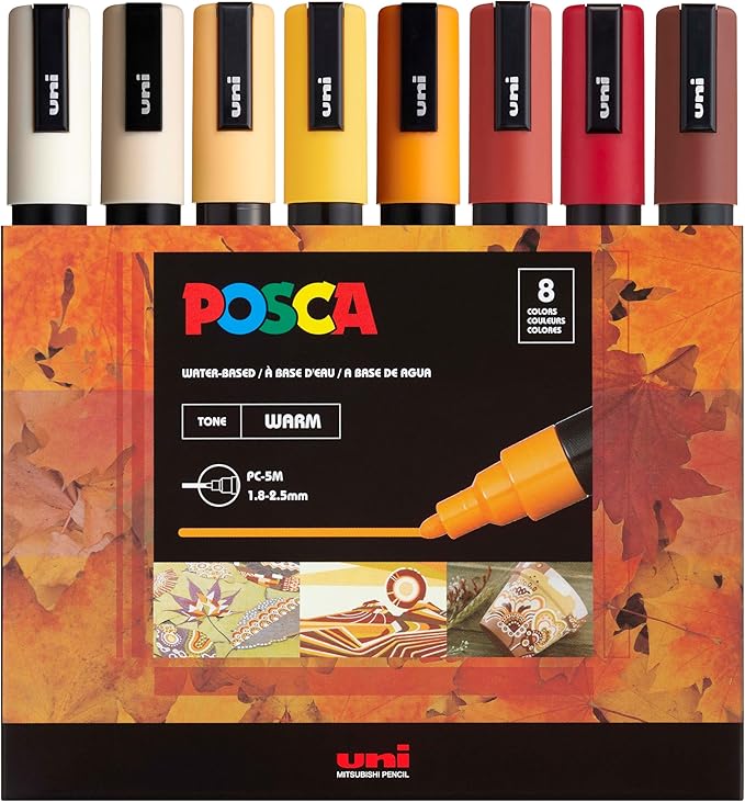 uni POSCA PC-5M Water-Based Paint Markers, Reversible Medium Tip, Warm Tone Ink by Unknown